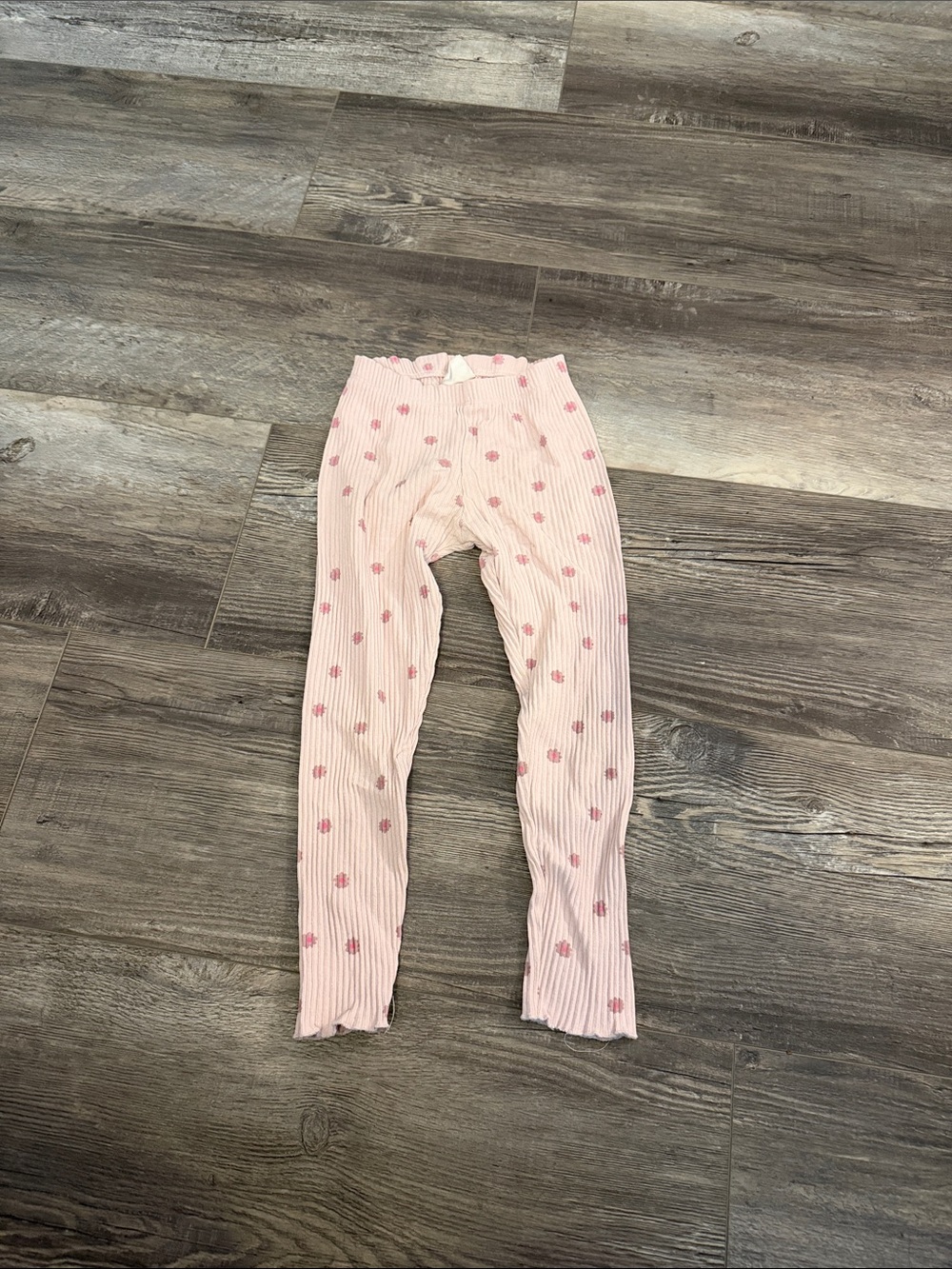 Zara Kids Pink Ribbed Floral Leggings